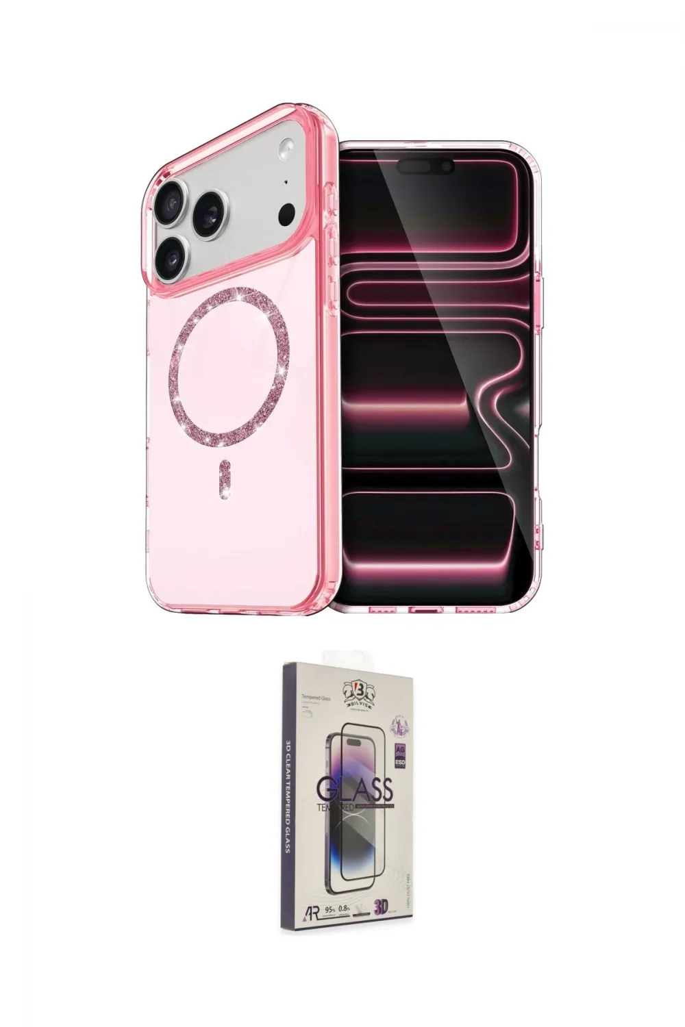 ieg™ iPhone 17 Pro Kılıf Kıvılcım Form Prime - Siyah Bilvis 3D Cam Ekran Koruyucu