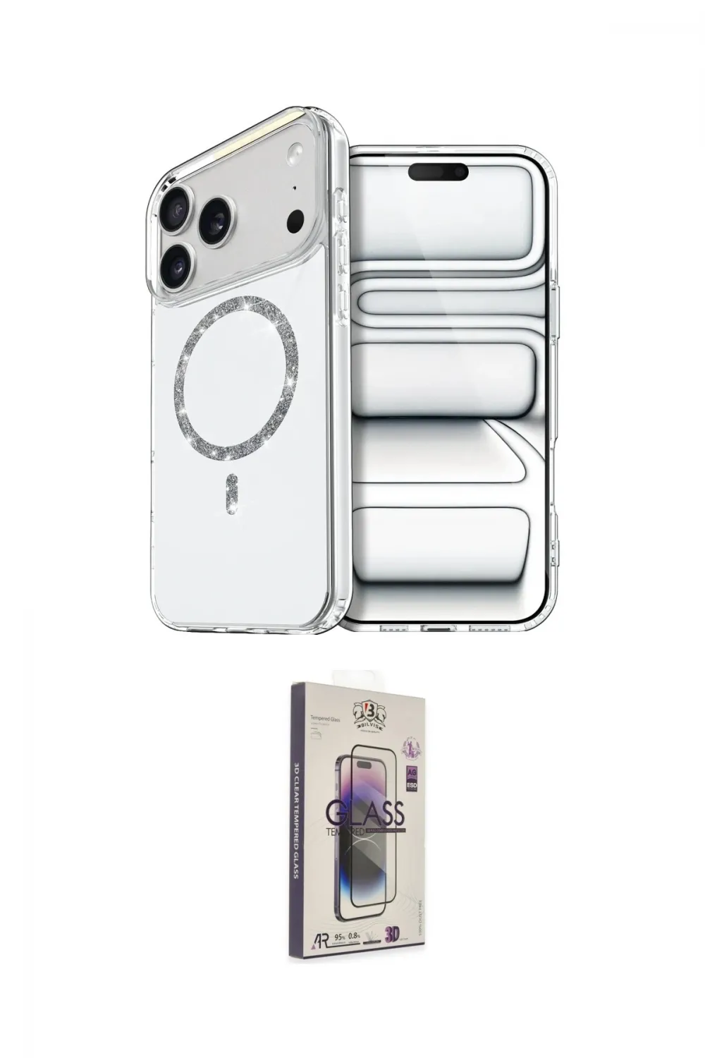 ieg™ iPhone 17 Pro Kılıf Kıvılcım Form Prime - Siyah Bilvis 3D Cam Ekran Koruyucu