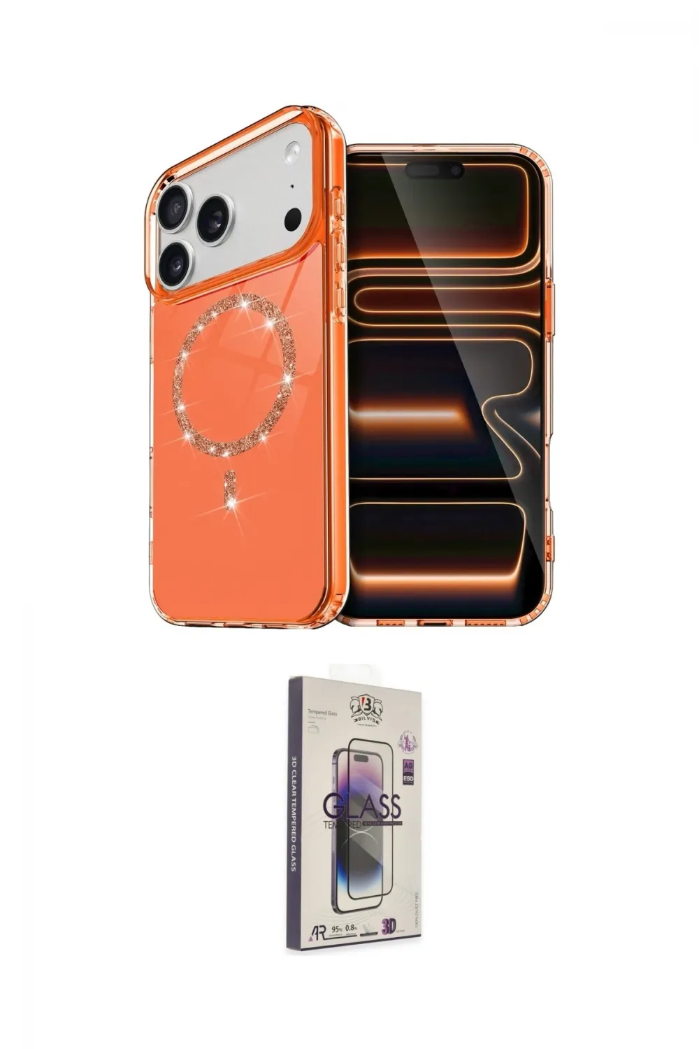 ieg™ iPhone 17 Pro Kılıf Kıvılcım Form Prime - Siyah Bilvis 3D Cam Ekran Koruyucu