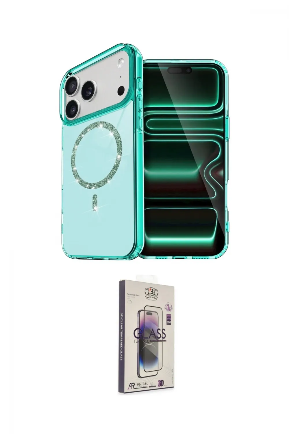 ieg™ iPhone 17 Pro Kılıf Kıvılcım Form Prime - Siyah Bilvis 3D Cam Ekran Koruyucu