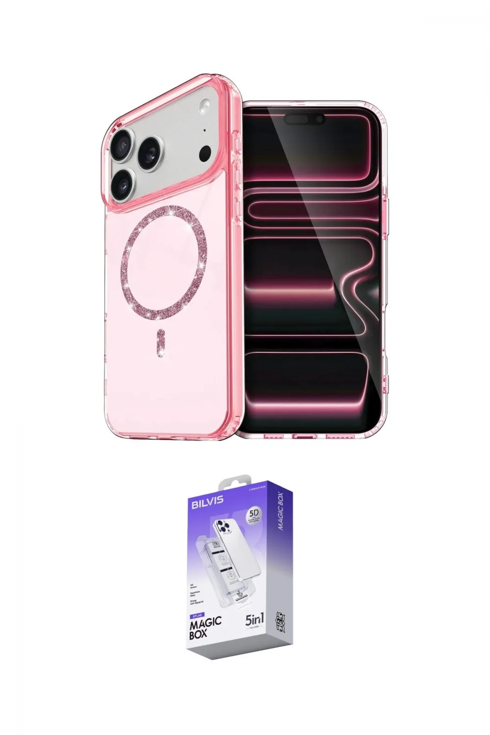 ieg™ iPhone 17 Pro Kılıf Kıvılcım Form Prime - Siyah Bilvis 5in1 3D Magic Cam Ekran Koruyucu