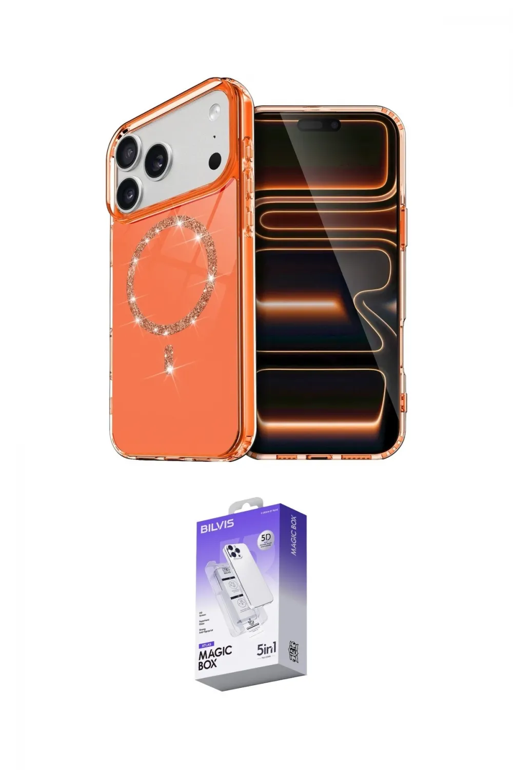 ieg™ iPhone 17 Pro Kılıf Kıvılcım Form Prime - Siyah Bilvis 5in1 3D Magic Cam Ekran Koruyucu