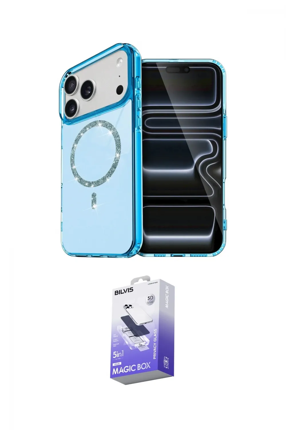 ieg™ iPhone 17 Pro Kılıf Kıvılcım Form Prime - Siyah Bilvis 5in1 5D Magic Hayalet Cam Ekran Koruyucu