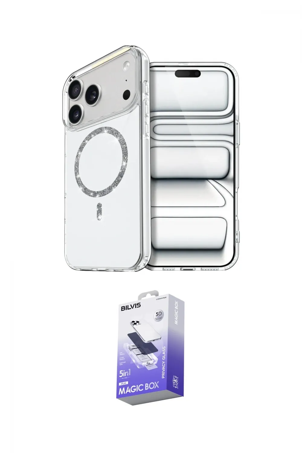 ieg™ iPhone 17 Pro Kılıf Kıvılcım Form Prime - Siyah Bilvis 5in1 5D Magic Hayalet Cam Ekran Koruyucu
