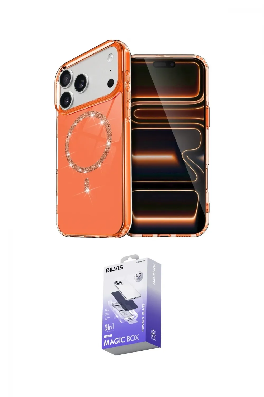 ieg™ iPhone 17 Pro Kılıf Kıvılcım Form Prime - Siyah Bilvis 5in1 5D Magic Hayalet Cam Ekran Koruyucu