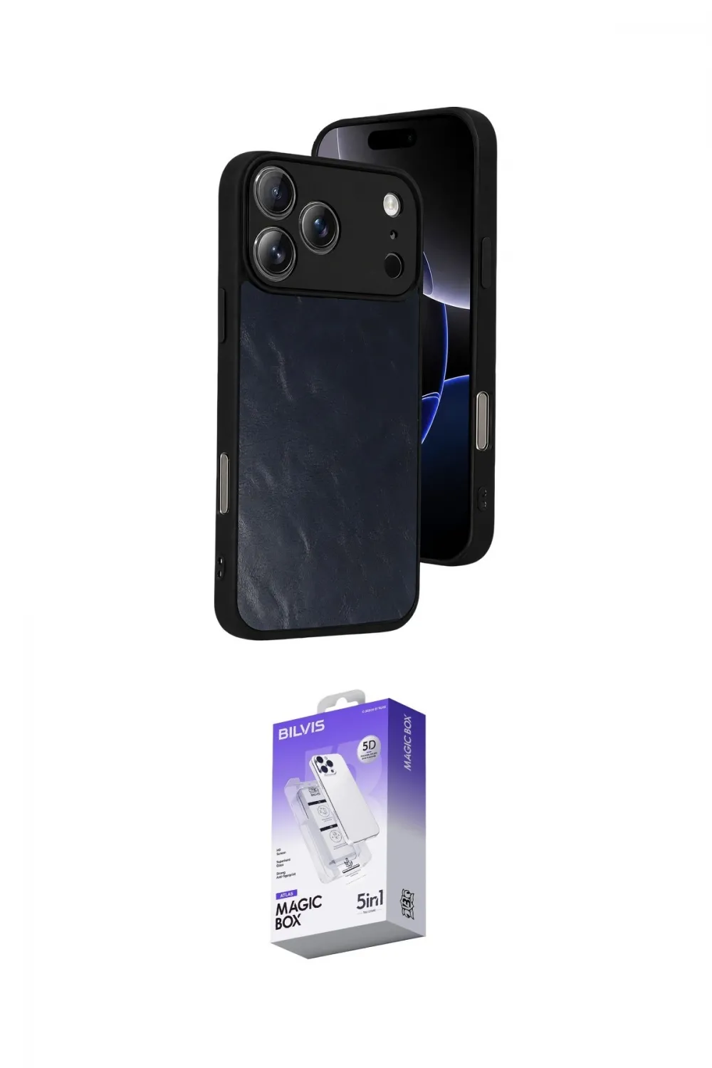 ieg™ iPhone 17 Pro Kılıf Kıvılcım Işık Serisi - Siyah Bilvis 5in1 3D Magic Cam Ekran Koruyucu