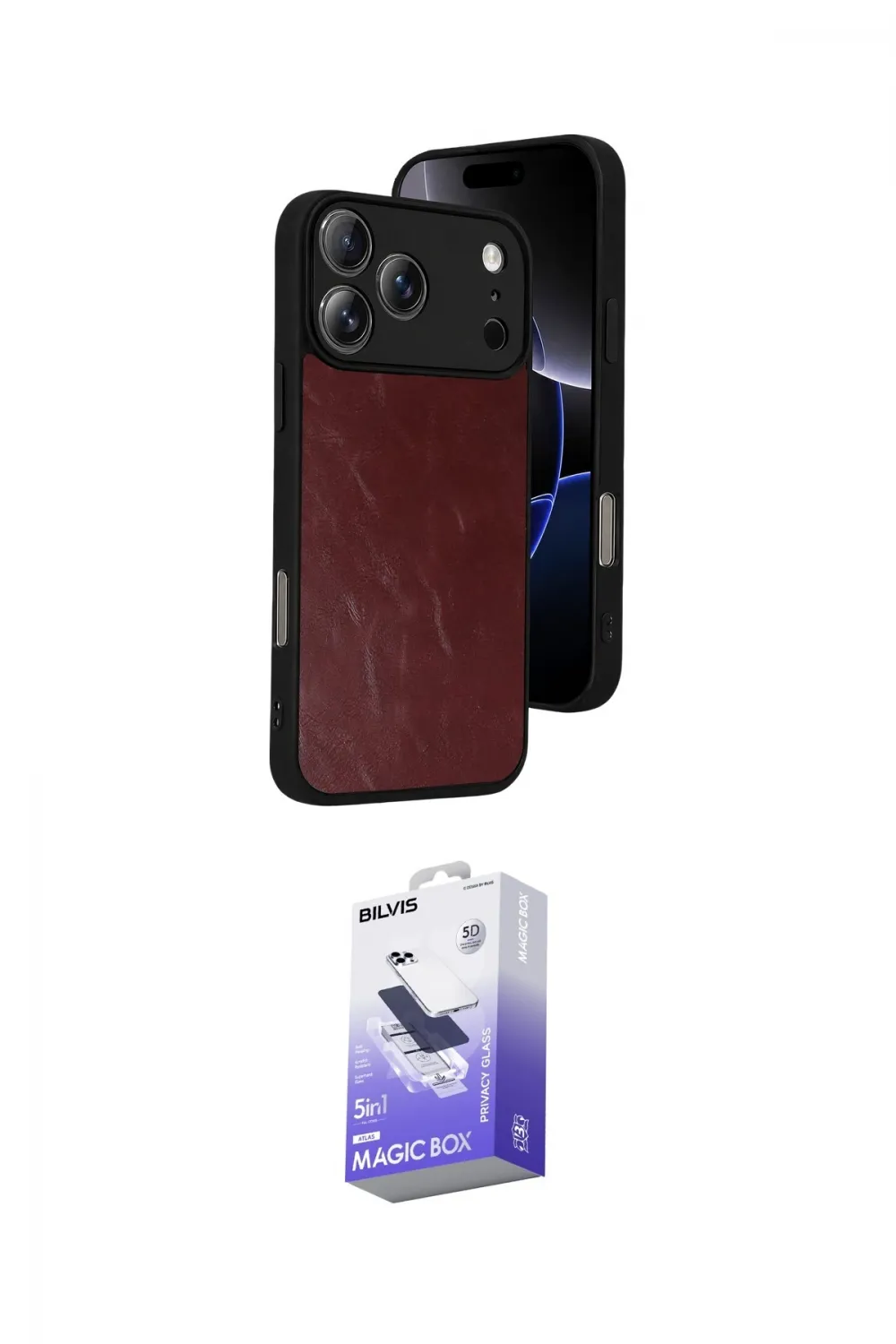 ieg™ iPhone 17 Pro Kılıf Kıvılcım Işık Serisi - Siyah Bilvis 5in1 5D Magic Hayalet Cam Ekran Koruyucu