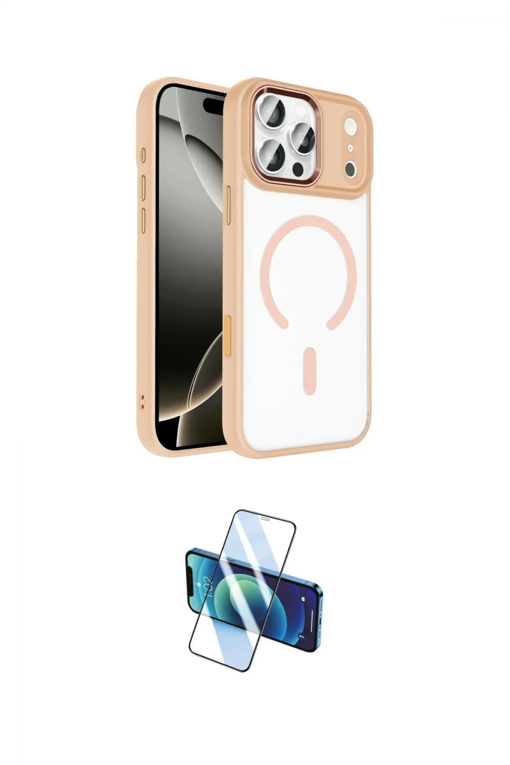 ieg™ iPhone 17 Pro Kılıf Kıvılcım Prime - Siyah 3D Antistatik Cam Ekran Koruyucu