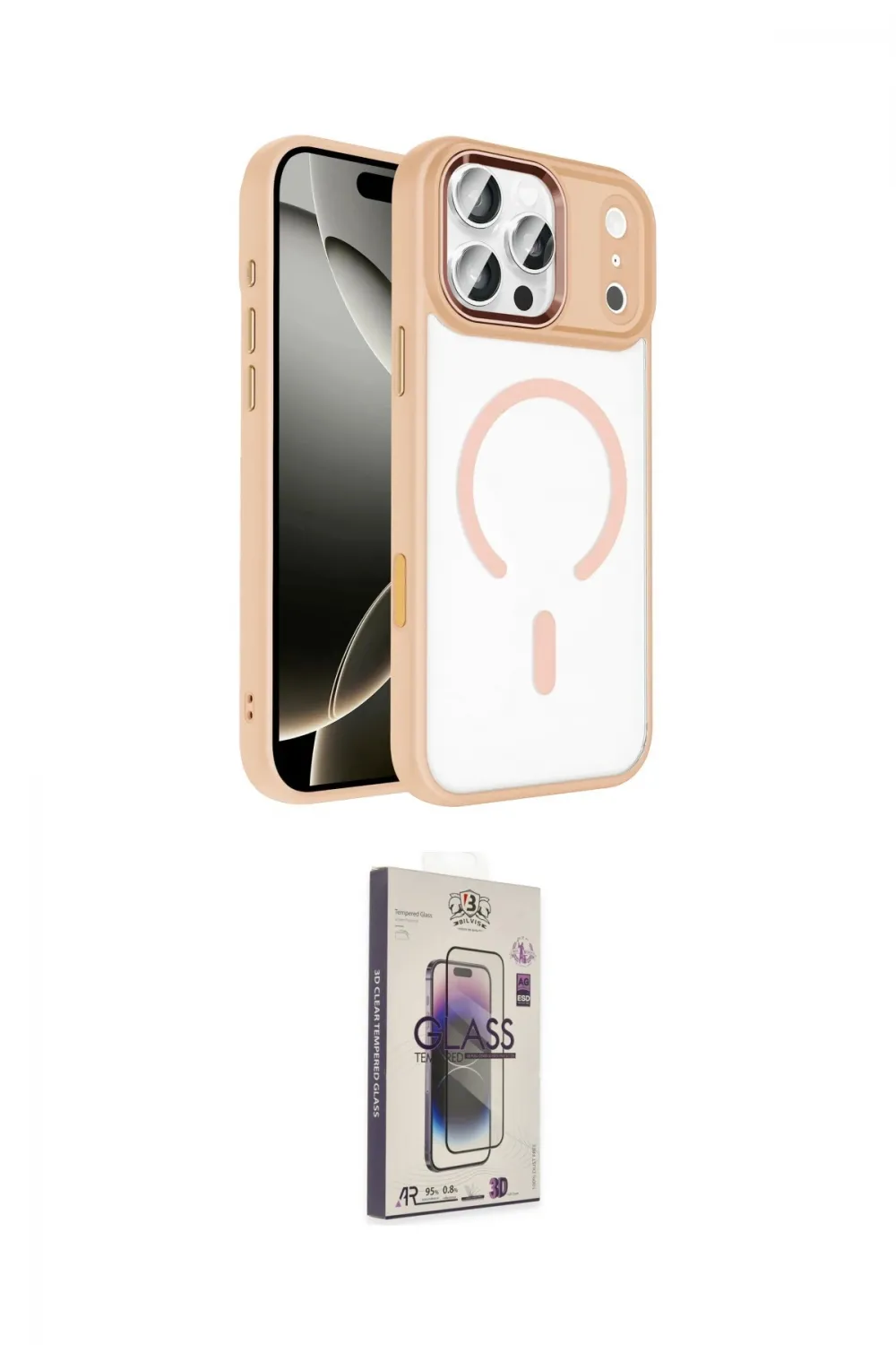 ieg™ iPhone 17 Pro Kılıf Kıvılcım Prime - Siyah Bilvis 3D Cam Ekran Koruyucu