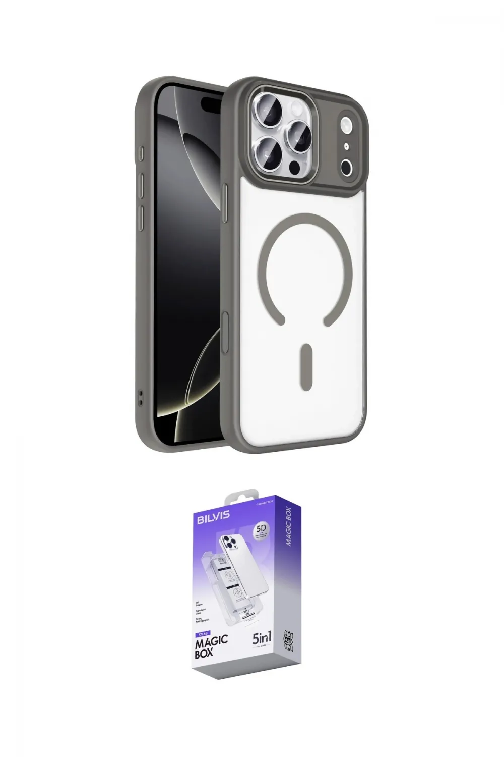 ieg™ iPhone 17 Pro Kılıf Kıvılcım Prime - Siyah Bilvis 5in1 3D Magic Cam Ekran Koruyucu