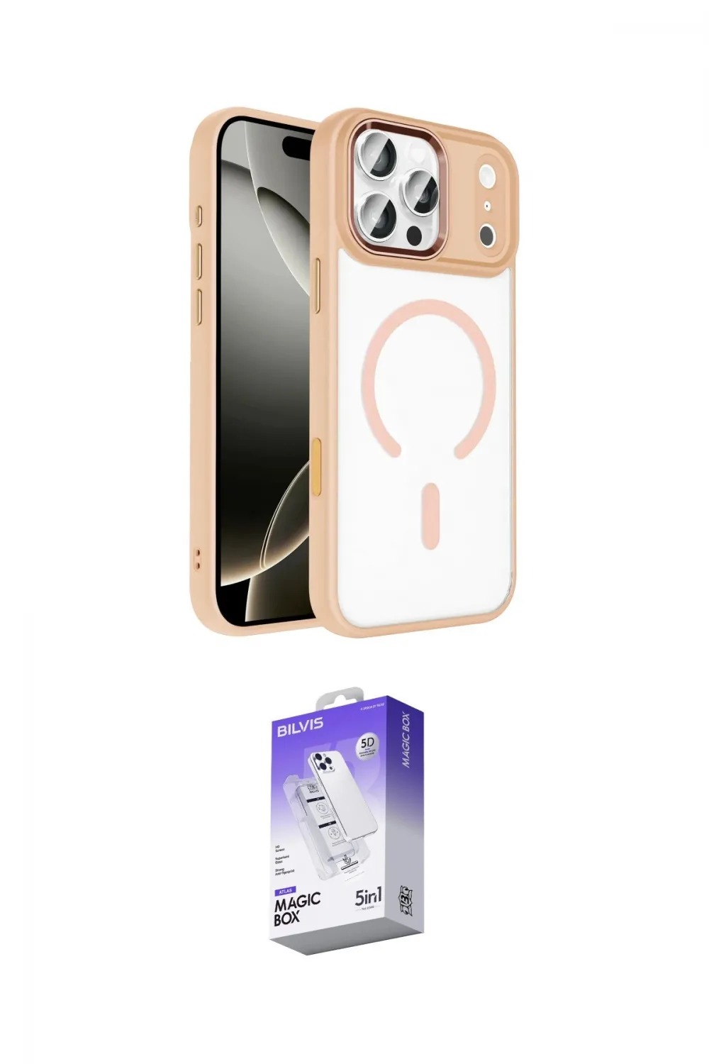ieg™ iPhone 17 Pro Kılıf Kıvılcım Prime - Siyah Bilvis 5in1 3D Magic Cam Ekran Koruyucu