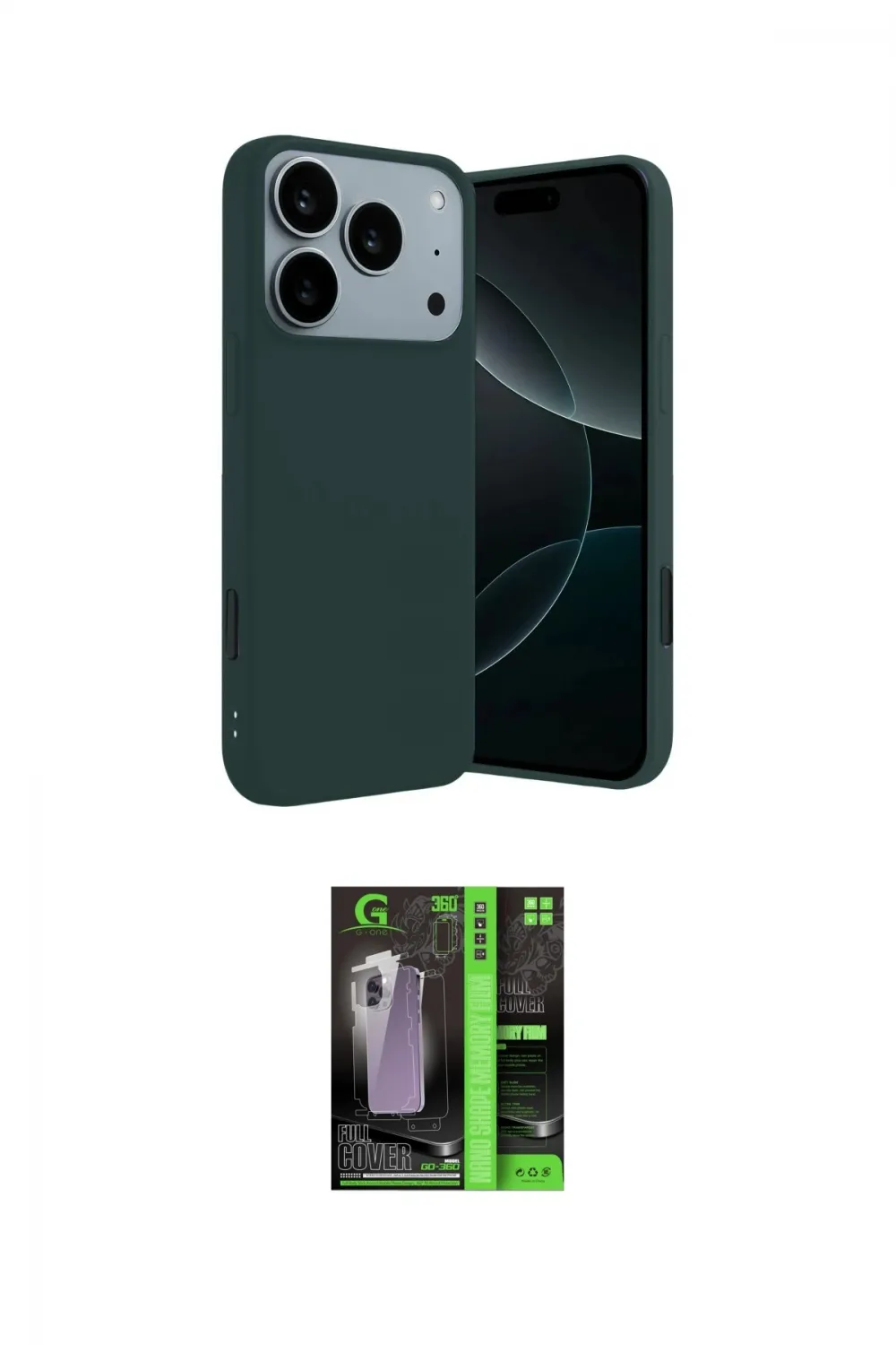 ieg™ iPhone 17 Pro Kılıf Kozmos Yansıma Özel Seri - Siyah 360 Mat Full Body Arka Koruyucu