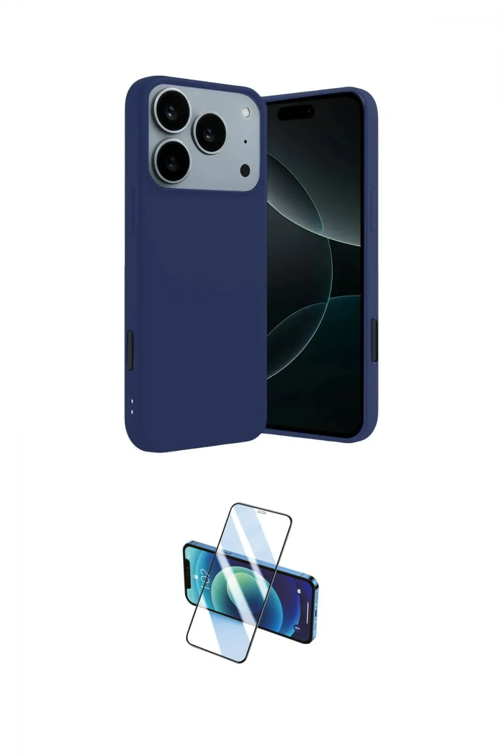 ieg™ iPhone 17 Pro Kılıf Kozmos Yansıma Özel Seri - Siyah 3D Antistatik Cam Ekran Koruyucu