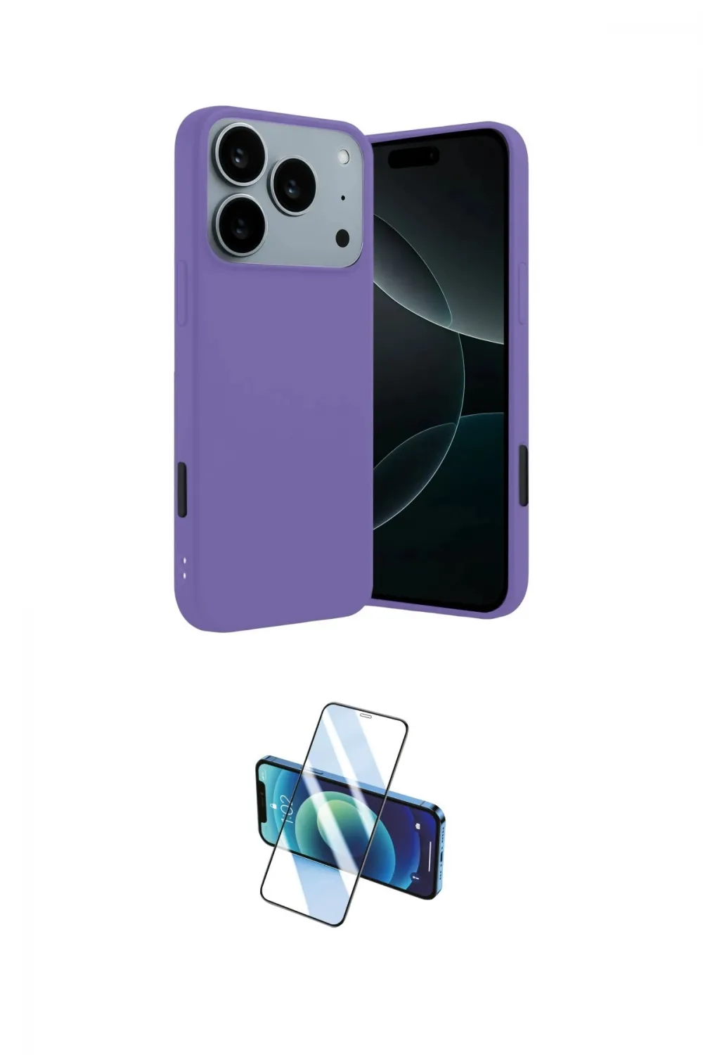 ieg™ iPhone 17 Pro Kılıf Kozmos Yansıma Özel Seri - Siyah 3D Antistatik Cam Ekran Koruyucu
