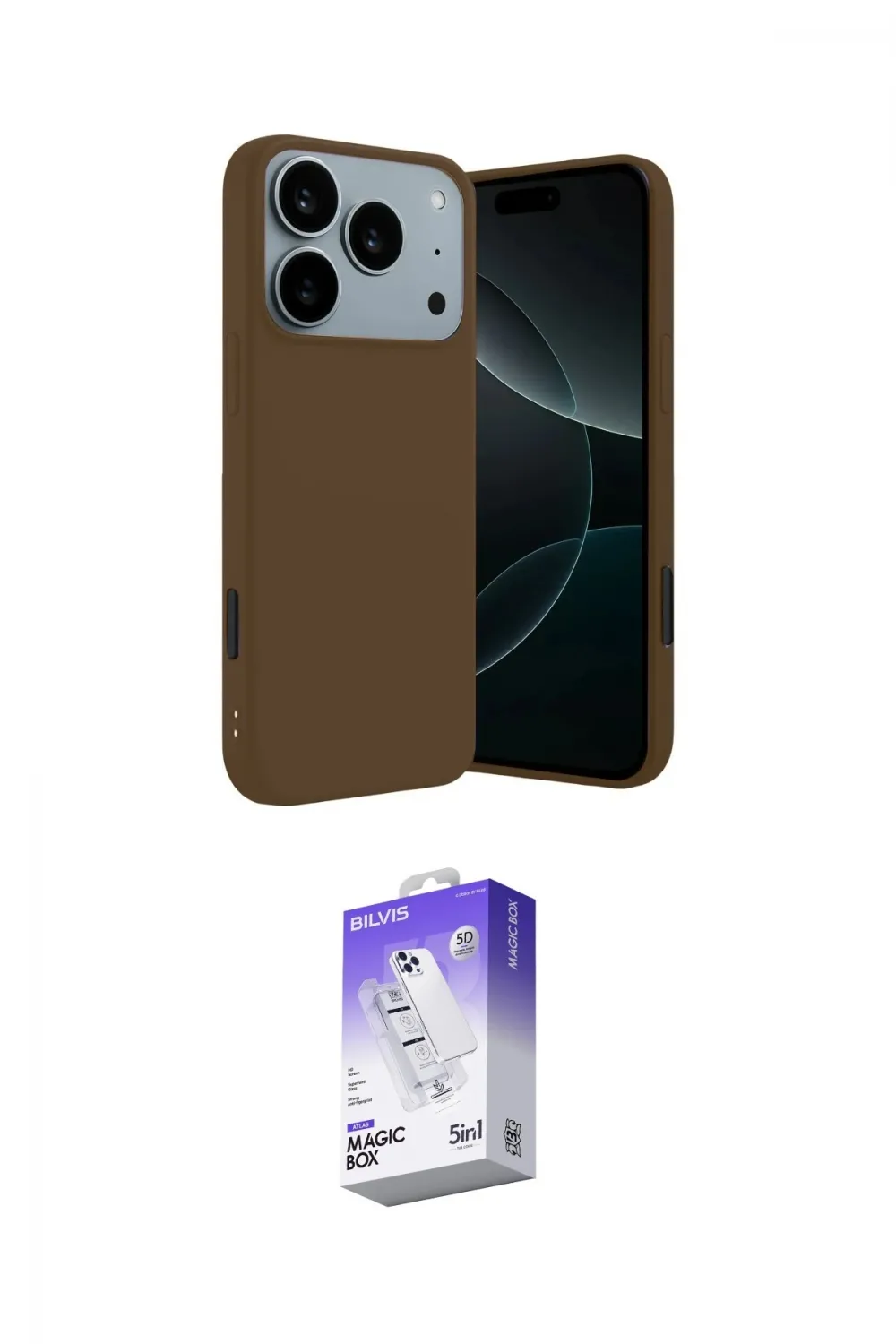 ieg™ iPhone 17 Pro Kılıf Kozmos Yansıma Özel Seri - Siyah Bilvis 5in1 3D Magic Cam Ekran Koruyucu