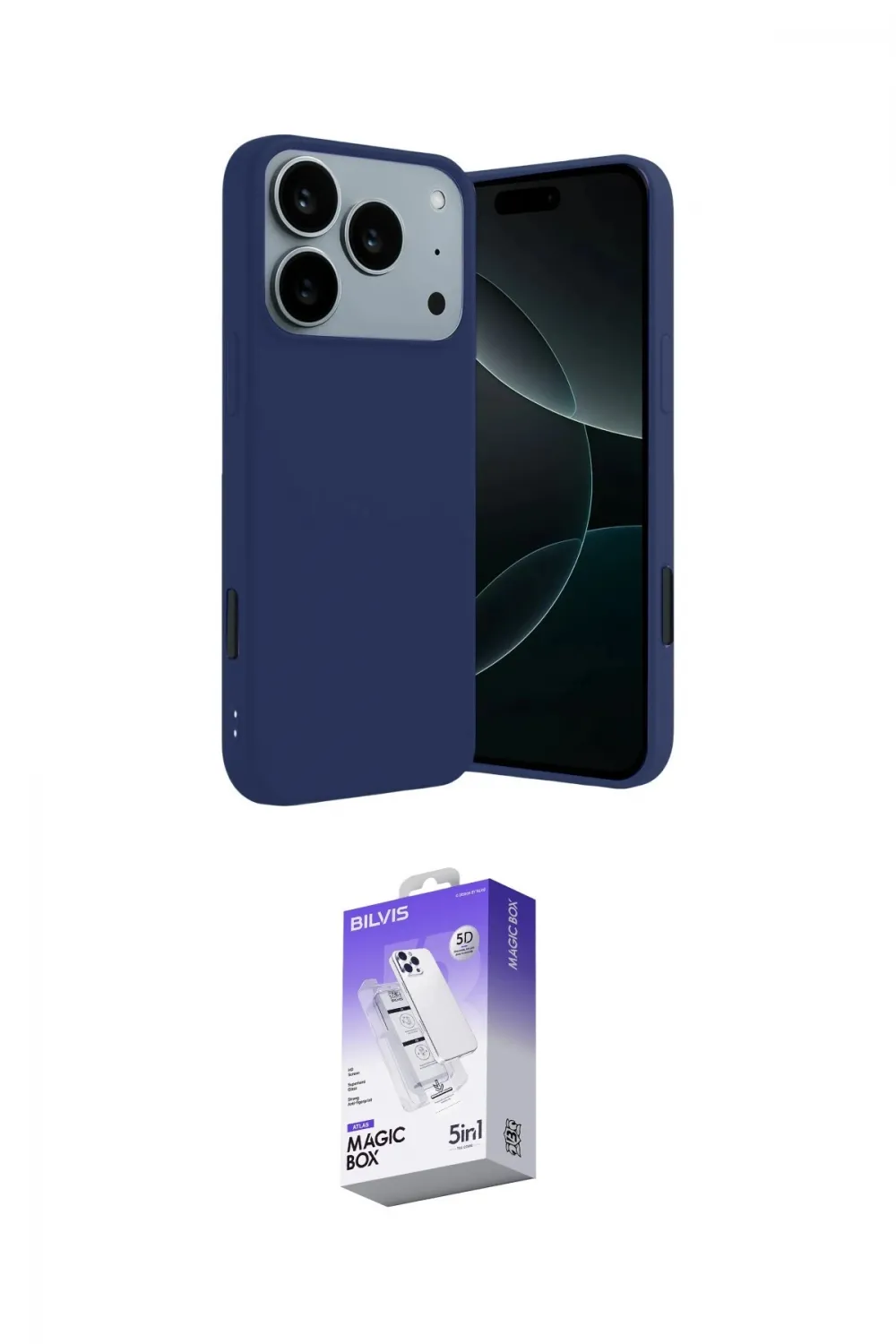 ieg™ iPhone 17 Pro Kılıf Kozmos Yansıma Özel Seri - Siyah Bilvis 5in1 3D Magic Cam Ekran Koruyucu