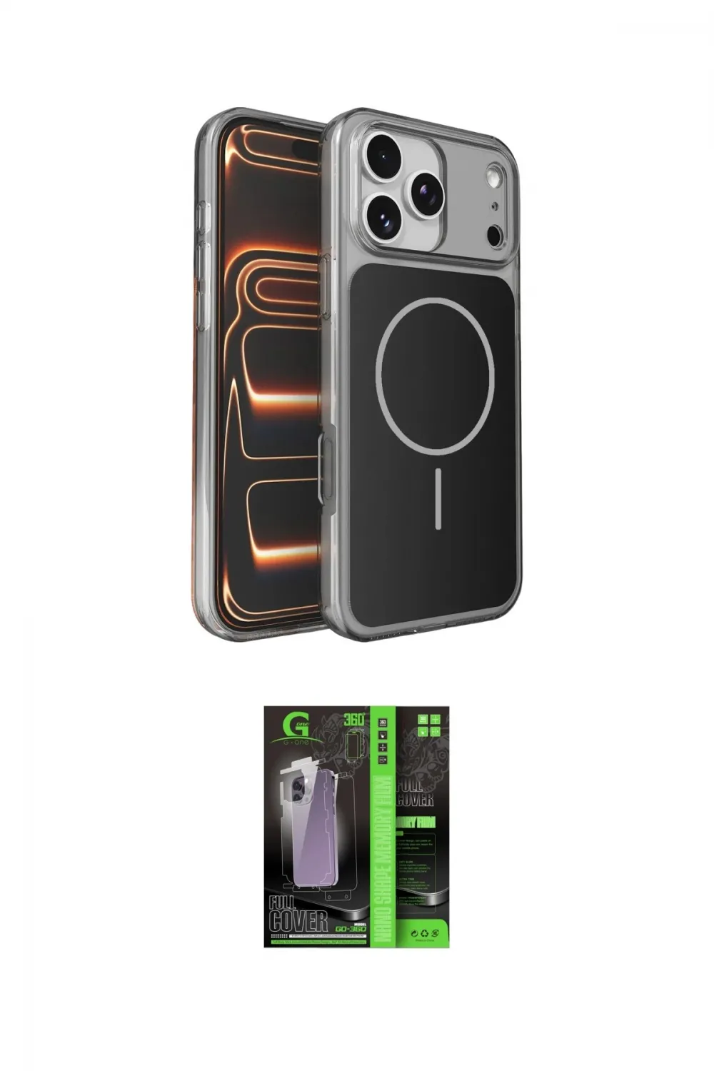 ieg™ iPhone 17 Pro Kılıf Kutup Doku Serisi - Şeffaf 360 Full Body Arka Koruyucu