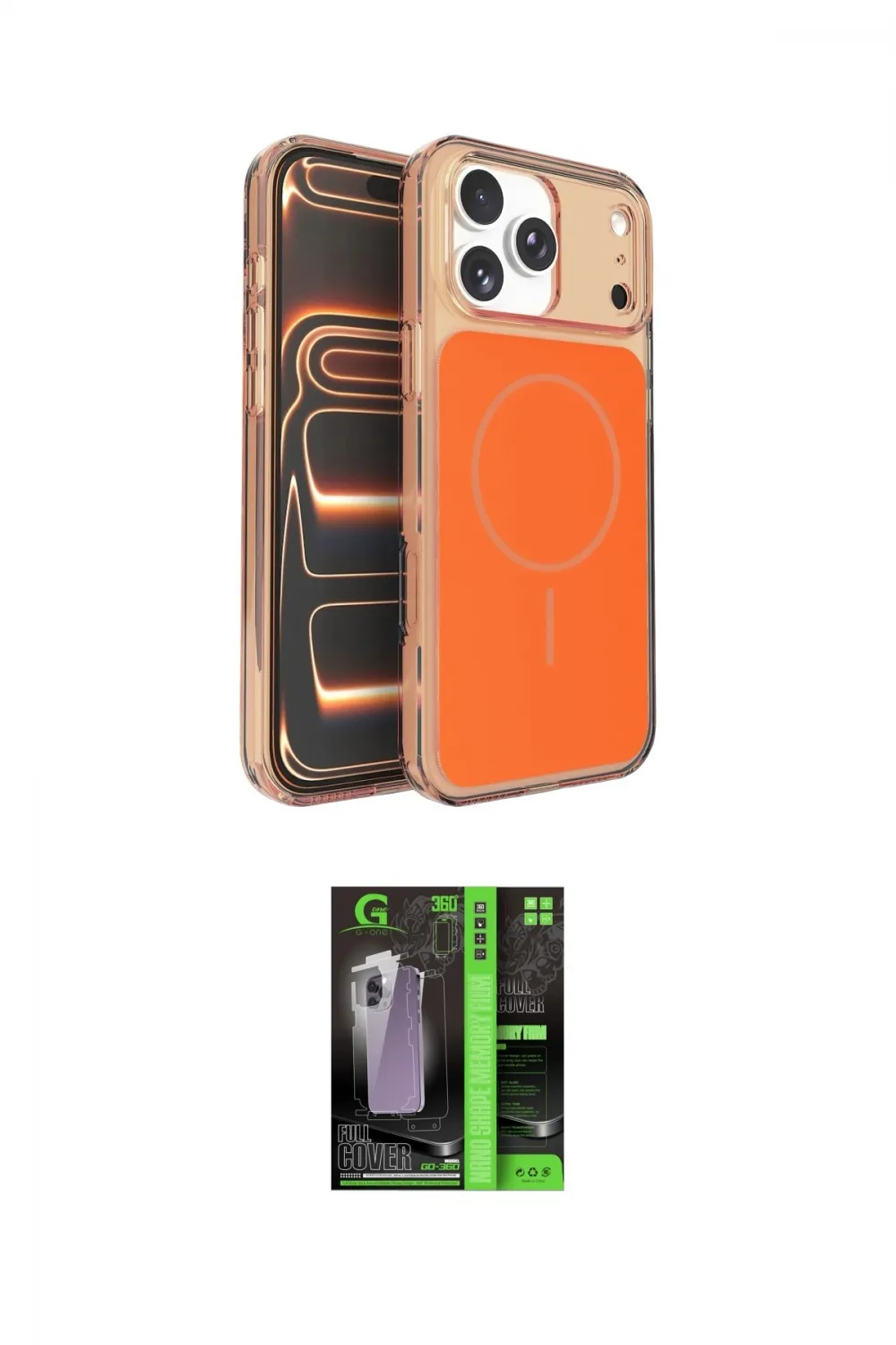 ieg™ iPhone 17 Pro Kılıf Kutup Doku Serisi - Şeffaf 360 Full Body Arka Koruyucu