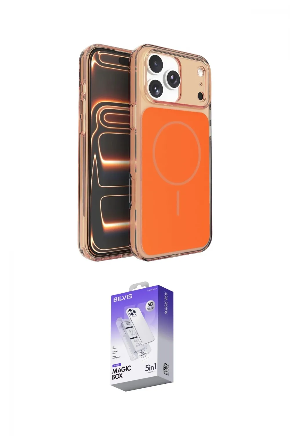 ieg™ iPhone 17 Pro Kılıf Kutup Doku Serisi - Siyah Bilvis 5in1 3D Magic Cam Ekran Koruyucu