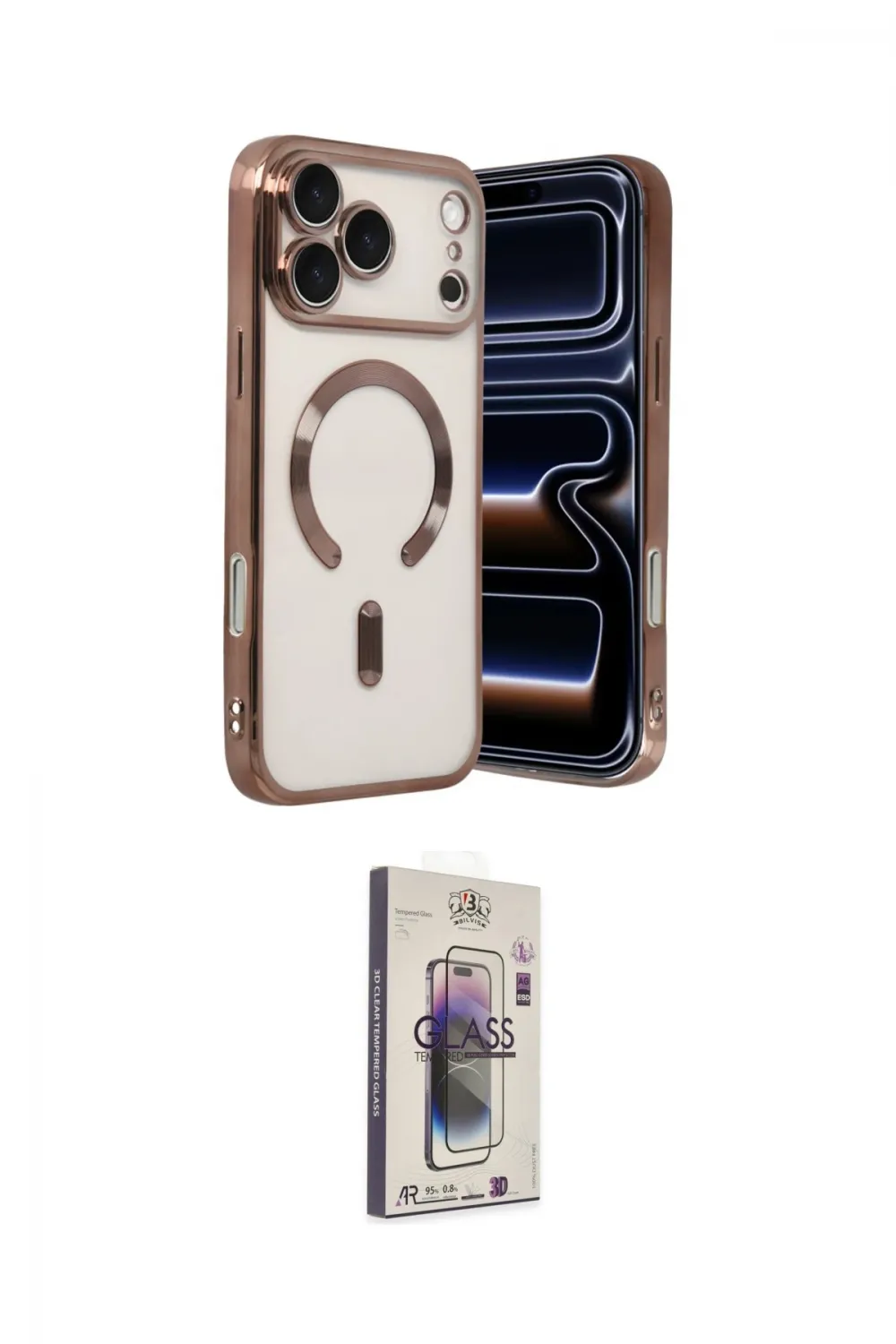ieg™ iPhone 17 Pro Kılıf Nova Işık Özel Seri - Siyah Bilvis 3D Cam Ekran Koruyucu