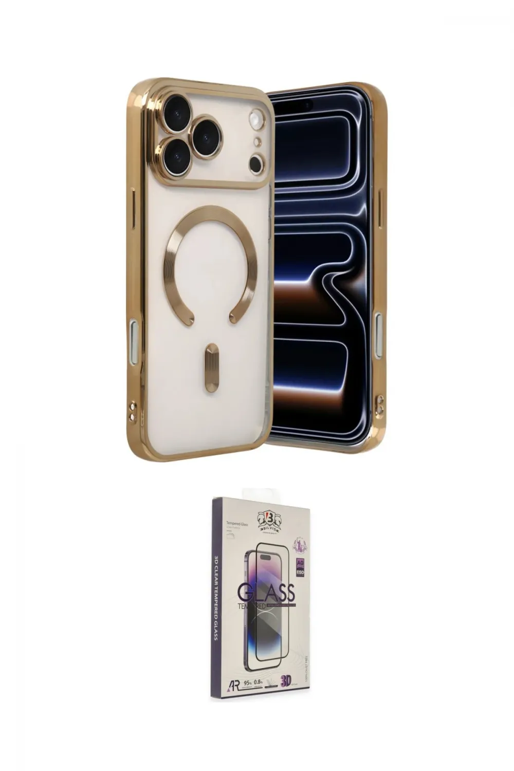 ieg™ iPhone 17 Pro Kılıf Nova Işık Özel Seri - Siyah Bilvis 3D Cam Ekran Koruyucu