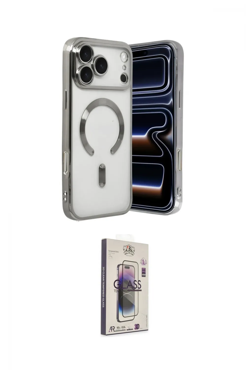 ieg™ iPhone 17 Pro Kılıf Nova Işık Özel Seri - Siyah Bilvis 3D Cam Ekran Koruyucu