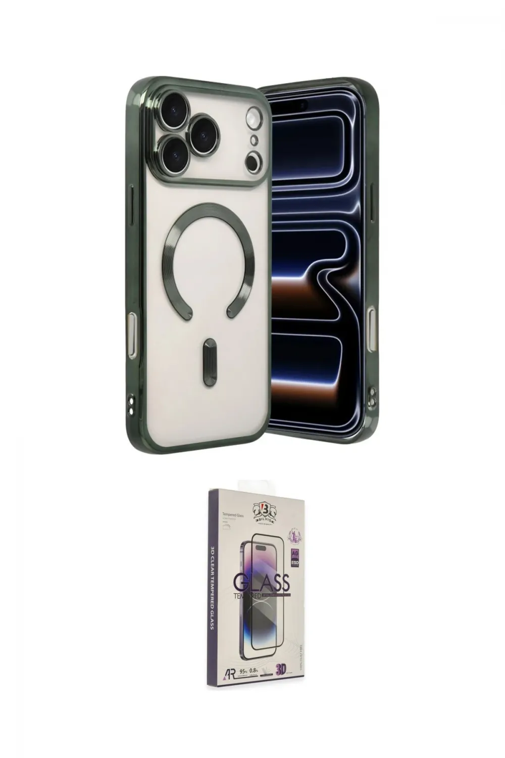 ieg™ iPhone 17 Pro Kılıf Nova Işık Özel Seri - Siyah Bilvis 3D Cam Ekran Koruyucu