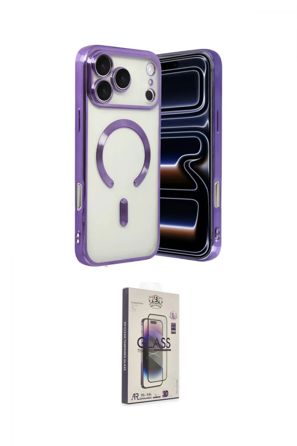 ieg™ iPhone 17 Pro Kılıf Nova Işık Özel Seri - Siyah Bilvis 3D Cam Ekran Koruyucu