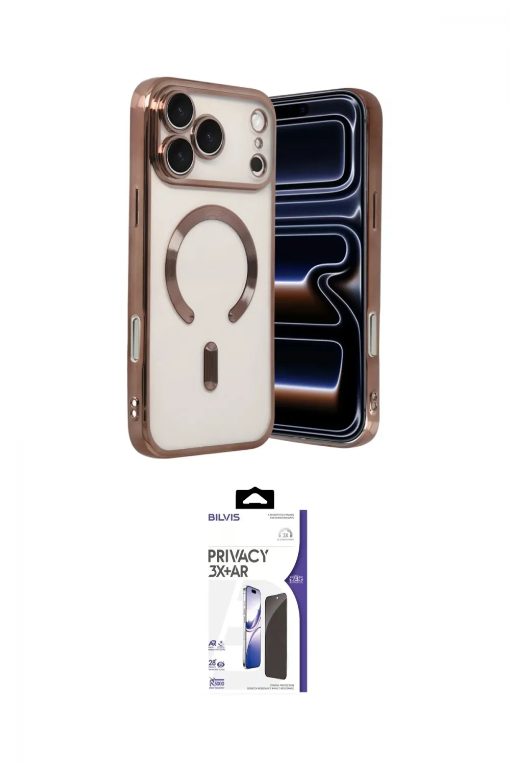 ieg™ iPhone 17 Pro Kılıf Nova Işık Özel Seri - Siyah Bilvis 3X AR Hayalet Cam Ekran Koruyucu