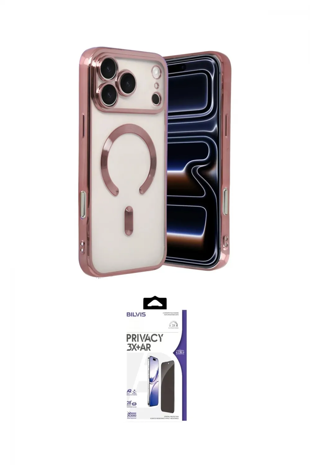 ieg™ iPhone 17 Pro Kılıf Nova Işık Özel Seri - Siyah Bilvis 3X AR Hayalet Cam Ekran Koruyucu