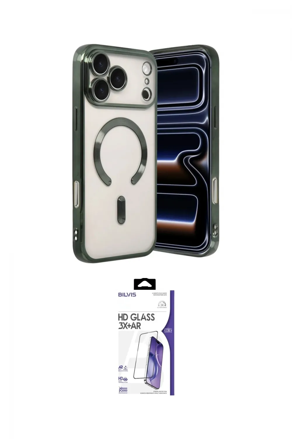 ieg™ iPhone 17 Pro Kılıf Nova Işık Özel Seri - Siyah Bilvis 3X AR HD Cam Ekran Koruyucu