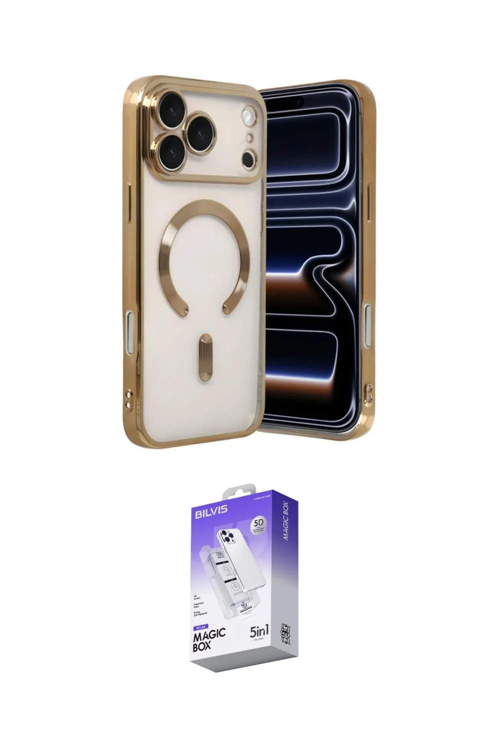 ieg™ iPhone 17 Pro Kılıf Nova Işık Özel Seri - Siyah Bilvis 5in1 3D Magic Cam Ekran Koruyucu