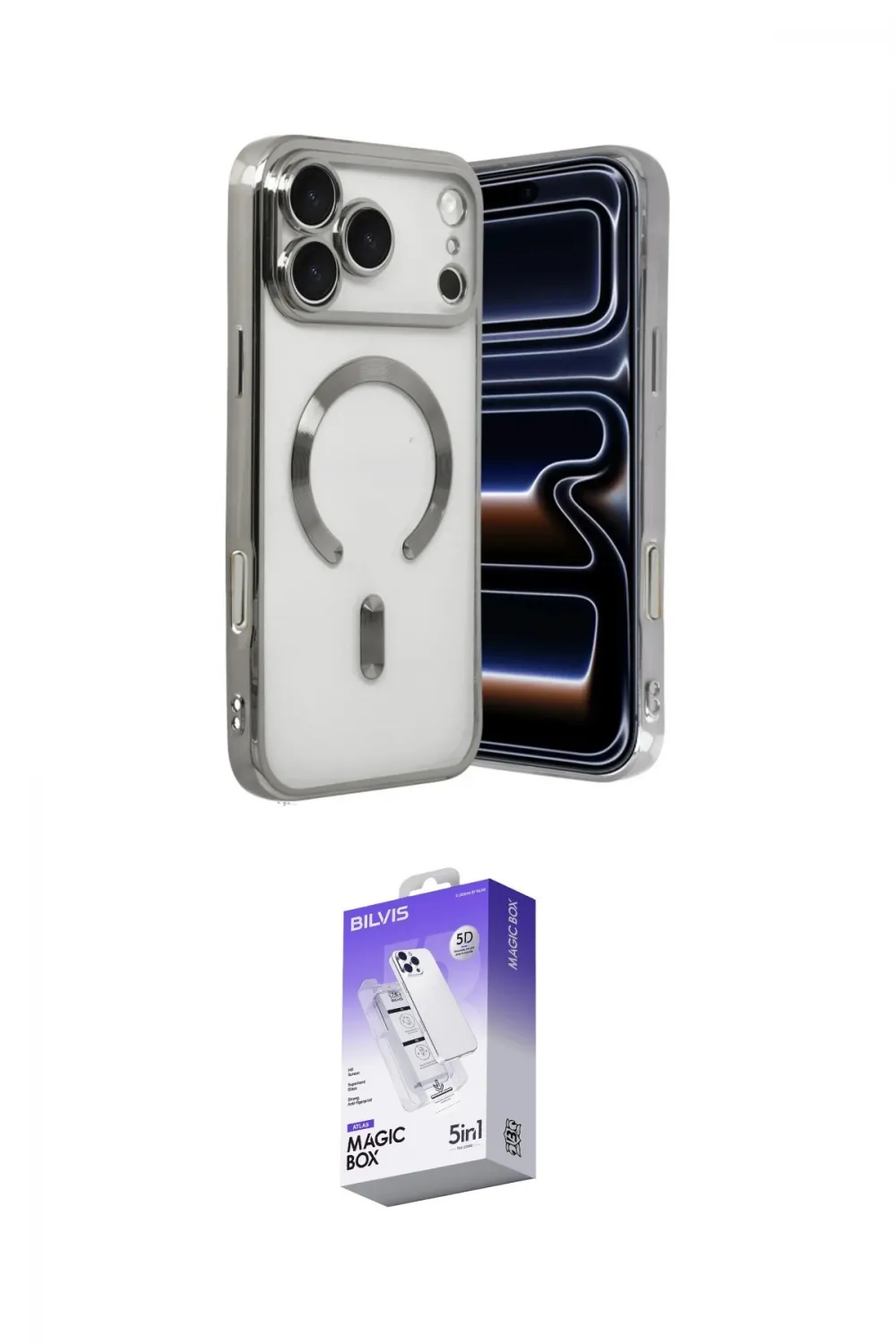 ieg™ iPhone 17 Pro Kılıf Nova Işık Özel Seri - Siyah Bilvis 5in1 3D Magic Cam Ekran Koruyucu