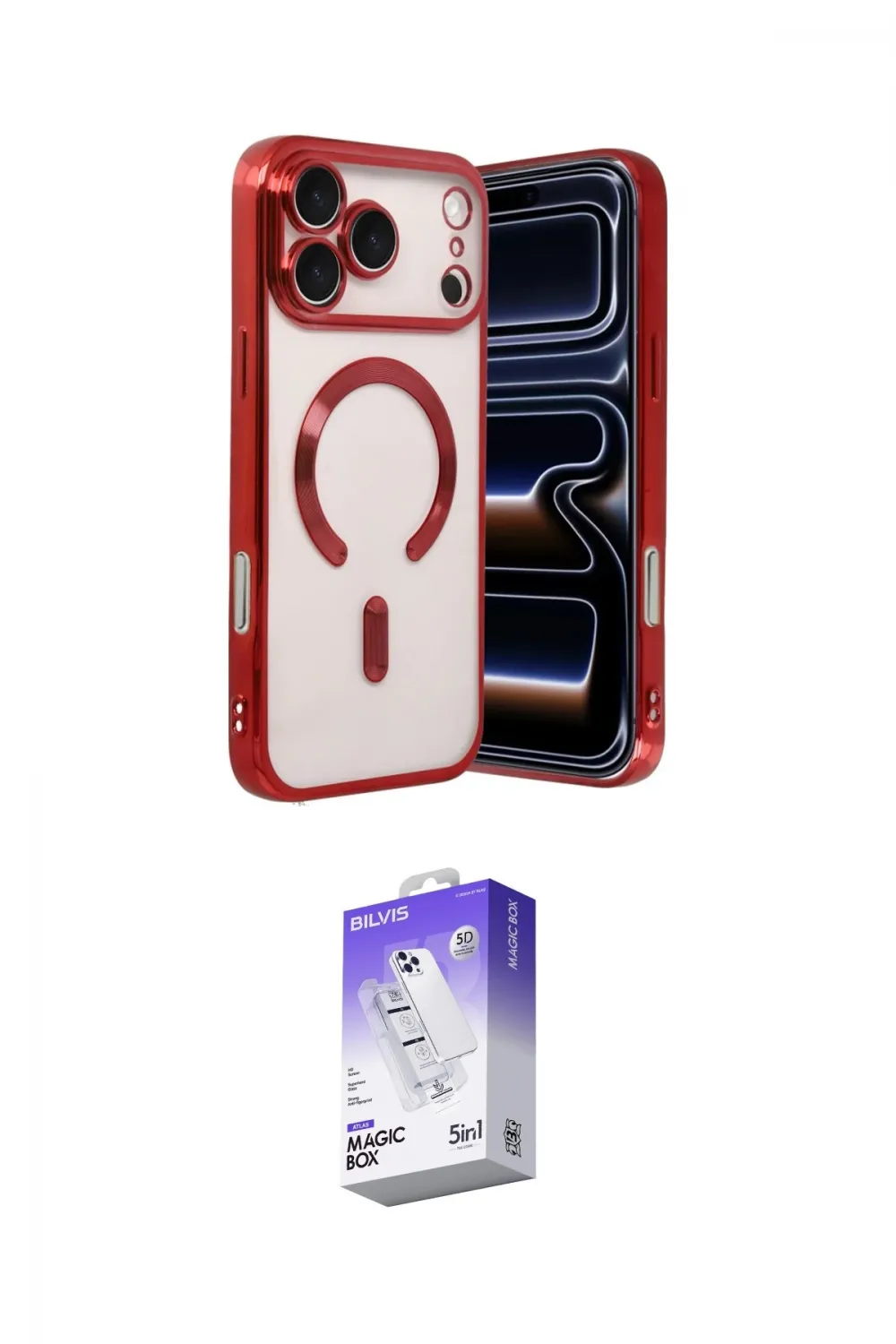ieg™ iPhone 17 Pro Kılıf Nova Işık Özel Seri - Siyah Bilvis 5in1 3D Magic Cam Ekran Koruyucu