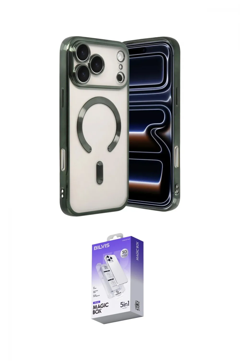 ieg™ iPhone 17 Pro Kılıf Nova Işık Özel Seri - Siyah Bilvis 5in1 3D Magic Cam Ekran Koruyucu