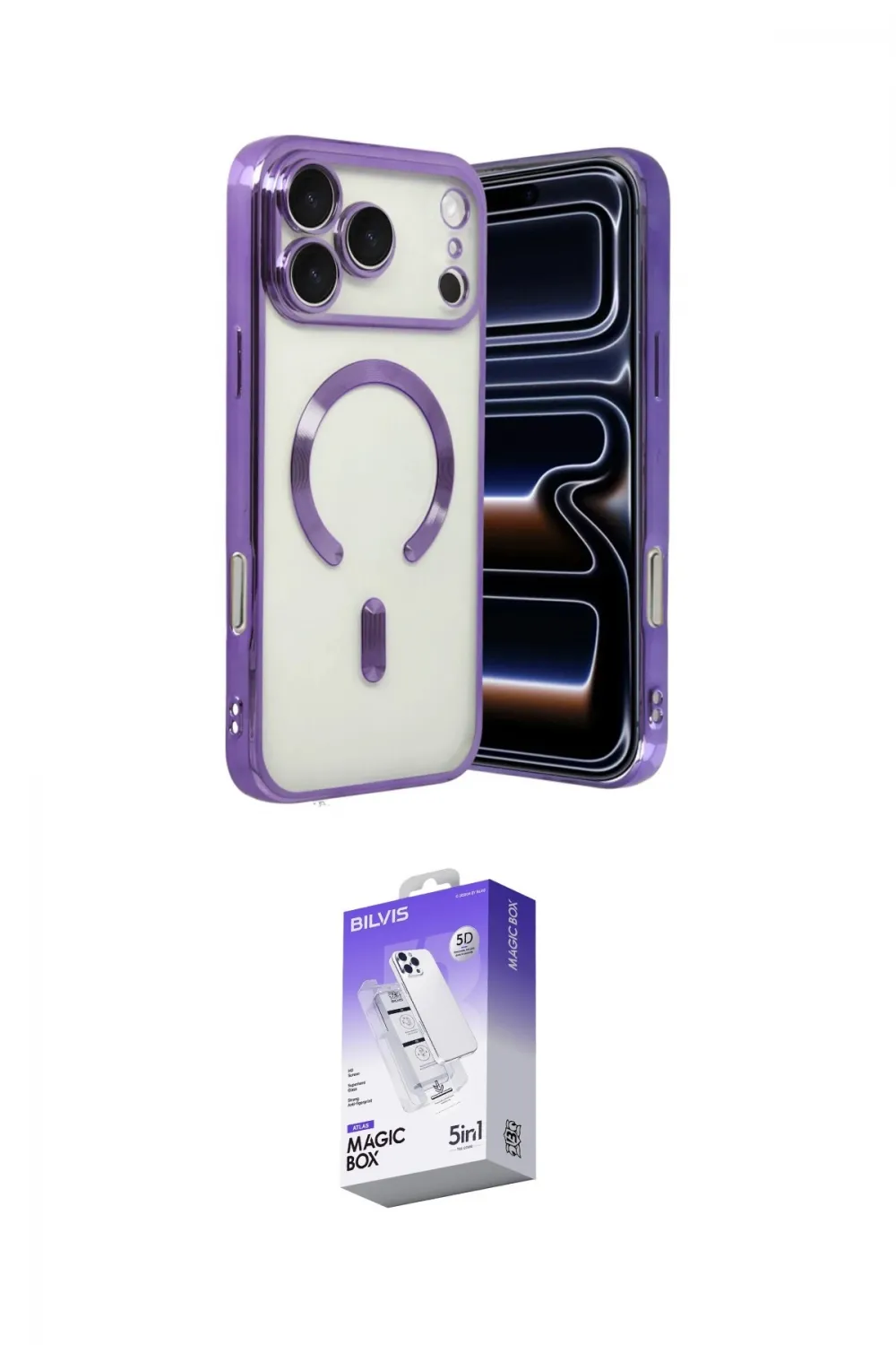 ieg™ iPhone 17 Pro Kılıf Nova Işık Özel Seri - Siyah Bilvis 5in1 3D Magic Cam Ekran Koruyucu