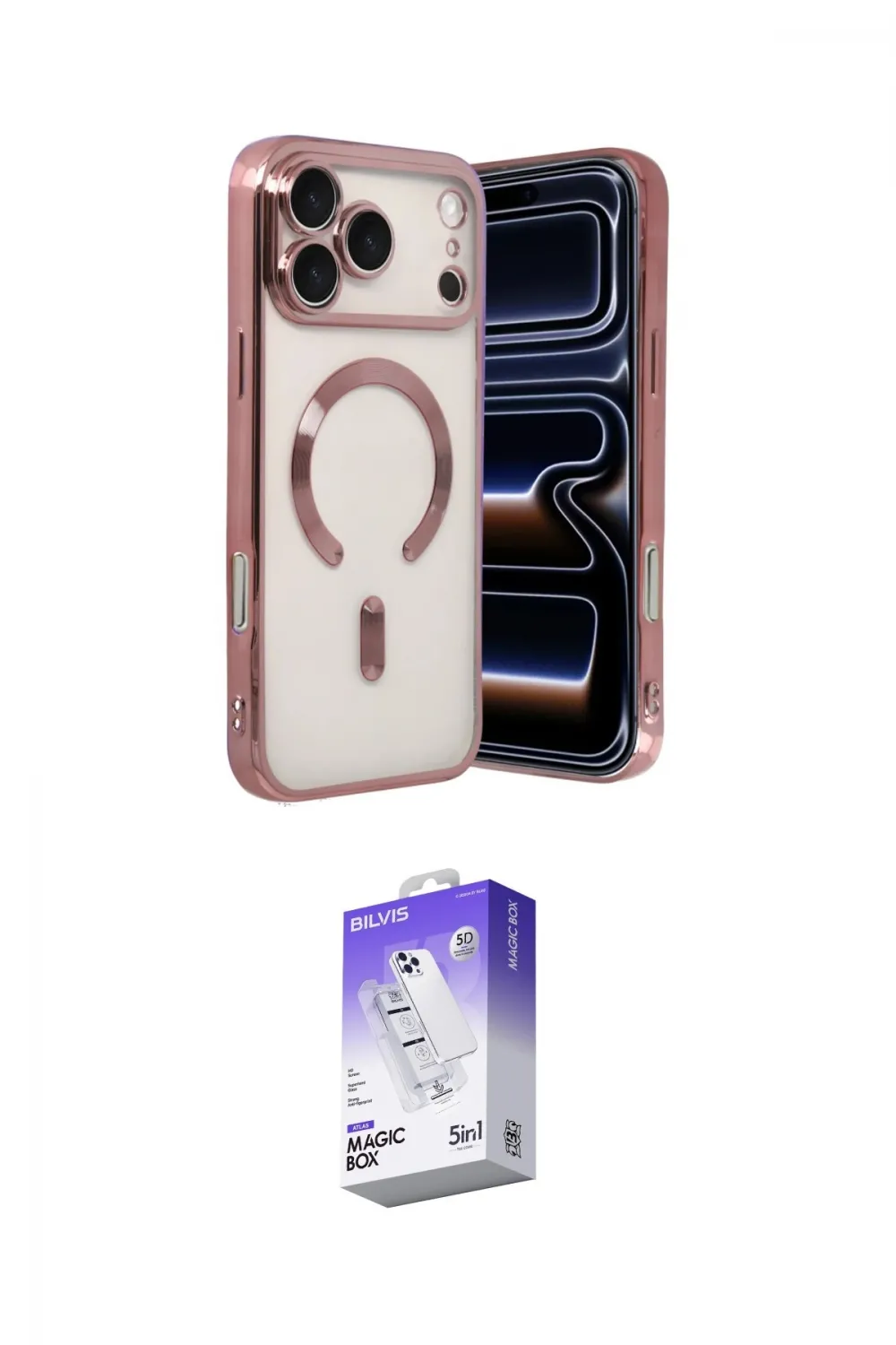 ieg™ iPhone 17 Pro Kılıf Nova Işık Özel Seri - Siyah Bilvis 5in1 3D Magic Cam Ekran Koruyucu