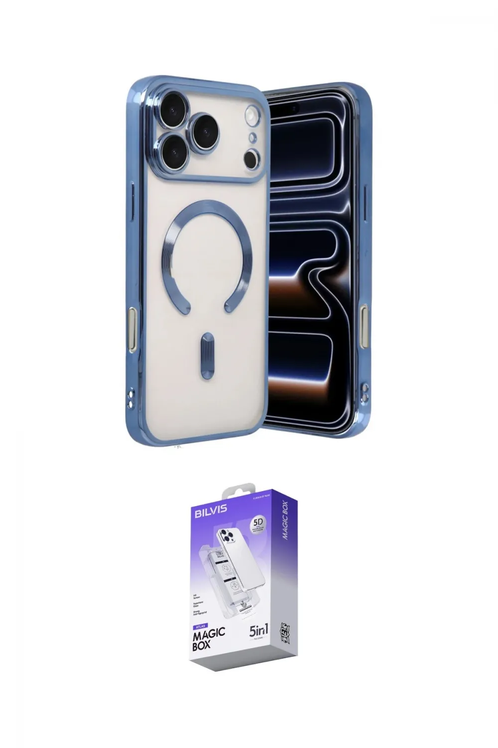 ieg™ iPhone 17 Pro Kılıf Nova Işık Özel Seri - Siyah Bilvis 5in1 3D Magic Cam Ekran Koruyucu