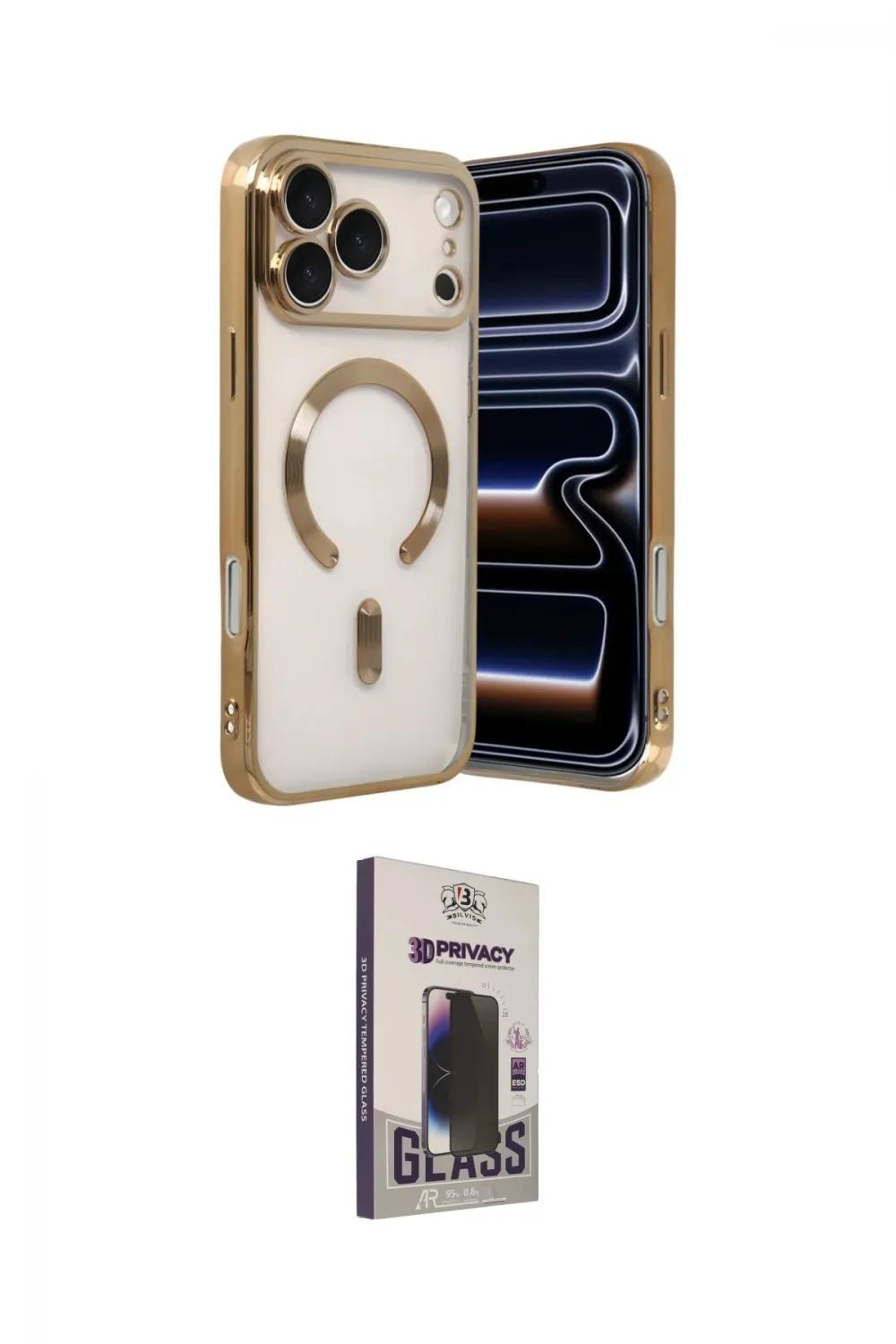 ieg™ iPhone 17 Pro Kılıf Nova Işık Özel Seri - Siyah Bilvis Hayalet Cam Ekran Koruyucu