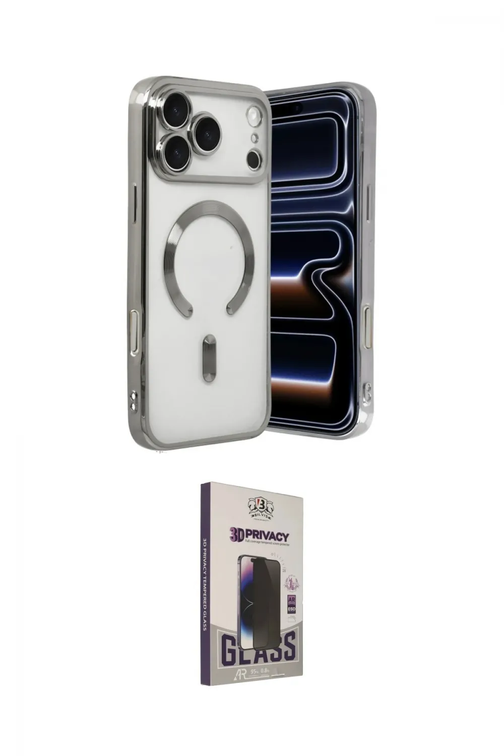 ieg™ iPhone 17 Pro Kılıf Nova Işık Özel Seri - Siyah Bilvis Hayalet Cam Ekran Koruyucu