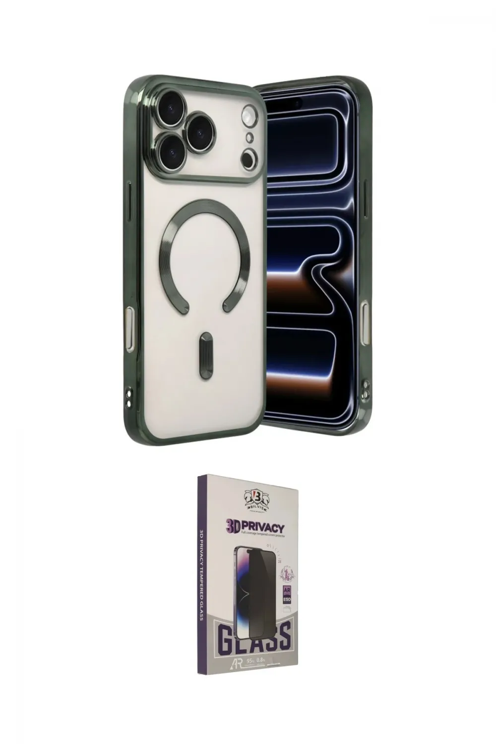 ieg™ iPhone 17 Pro Kılıf Nova Işık Özel Seri - Siyah Bilvis Hayalet Cam Ekran Koruyucu