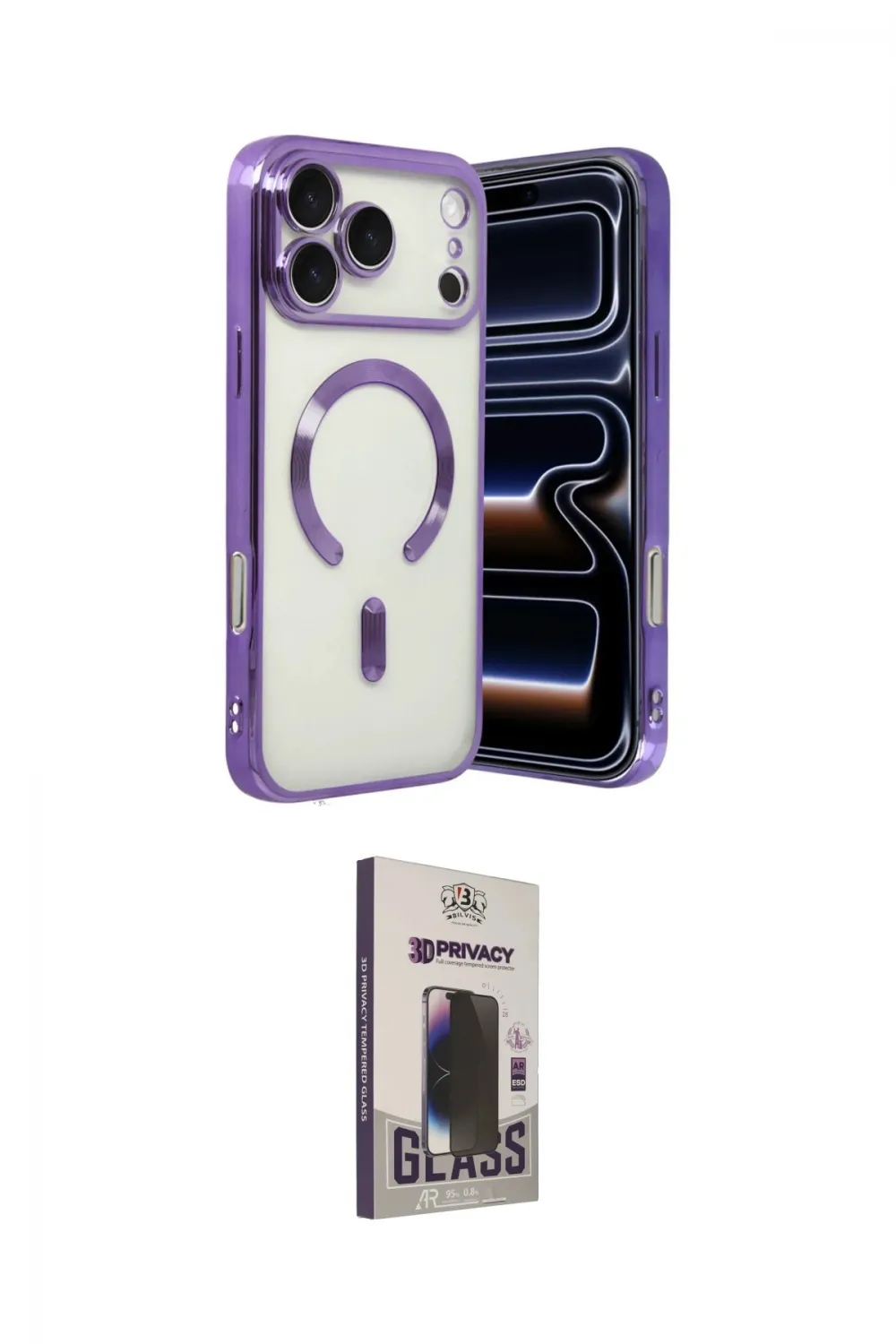 ieg™ iPhone 17 Pro Kılıf Nova Işık Özel Seri - Siyah Bilvis Hayalet Cam Ekran Koruyucu