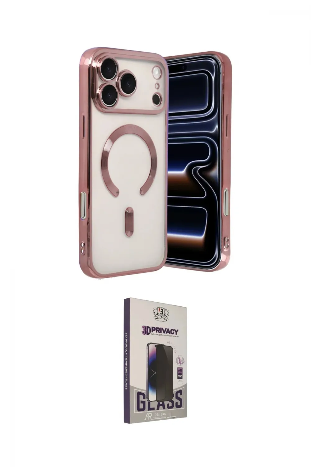 ieg™ iPhone 17 Pro Kılıf Nova Işık Özel Seri - Siyah Bilvis Hayalet Cam Ekran Koruyucu