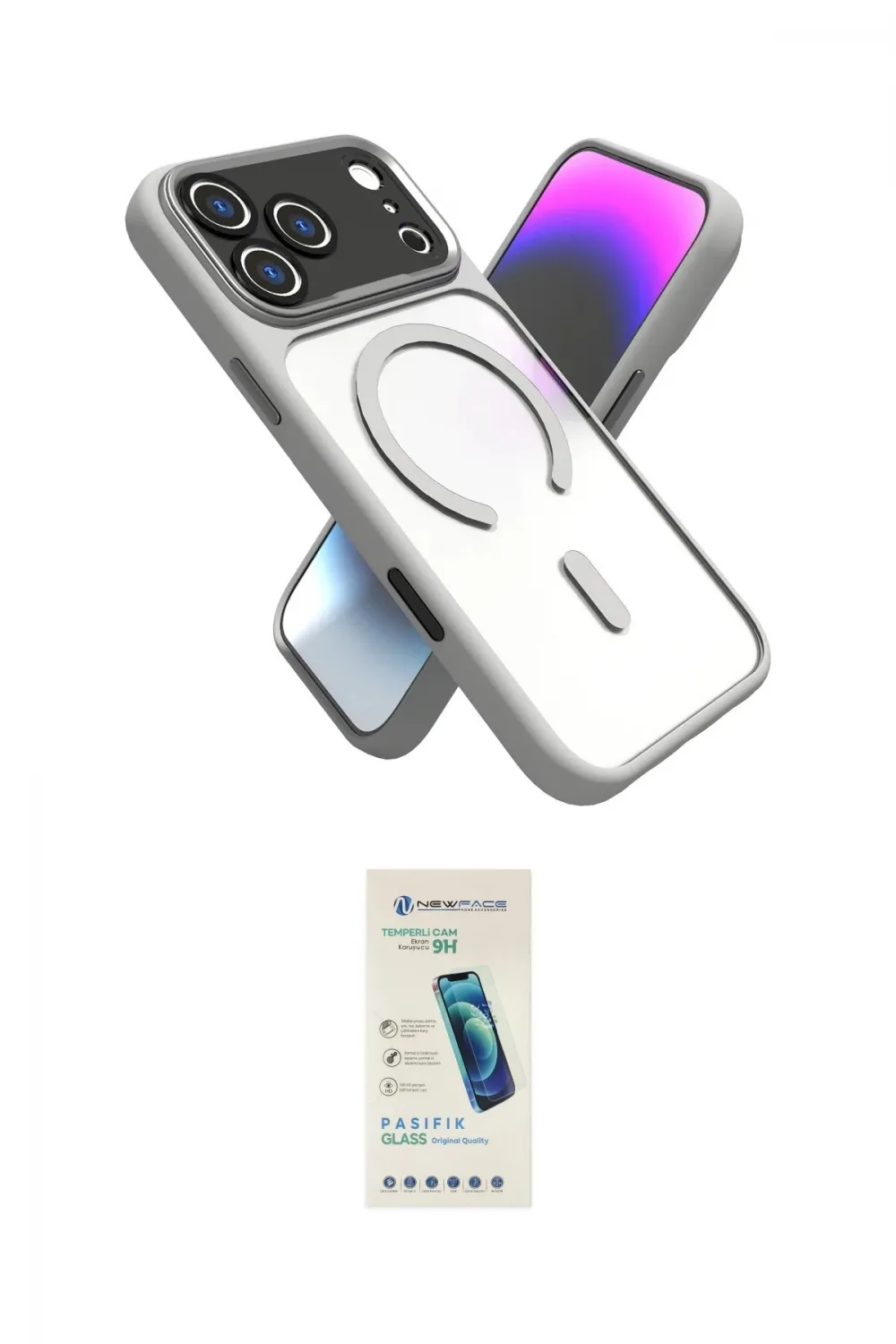 ieg™ iPhone 17 Pro Kılıf Nova Yansıma Serisi - Şeffaf Pasifik Cam Ekran Koruyucu