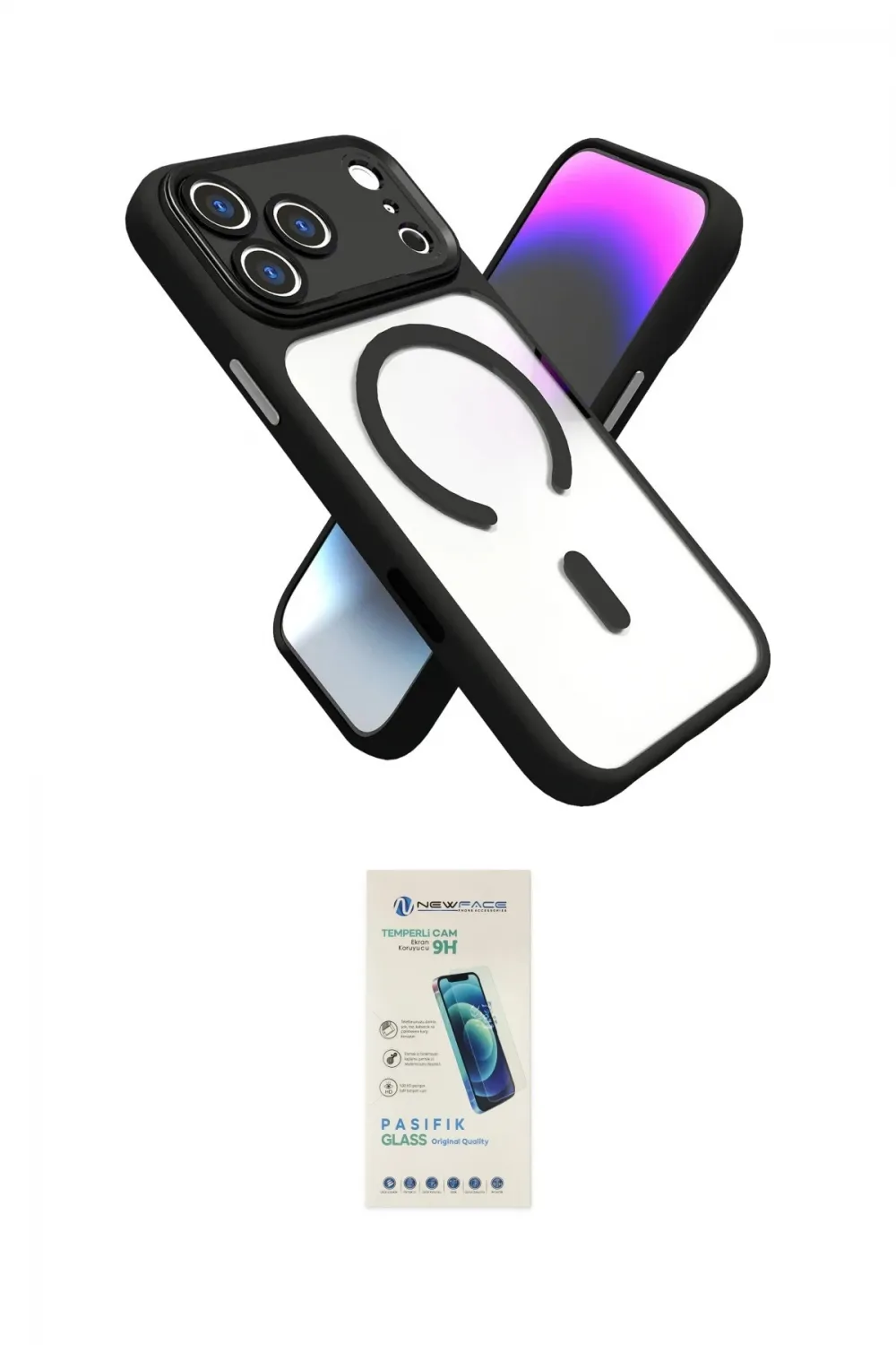 ieg™ iPhone 17 Pro Kılıf Nova Yansıma Serisi - Şeffaf Pasifik Cam Ekran Koruyucu