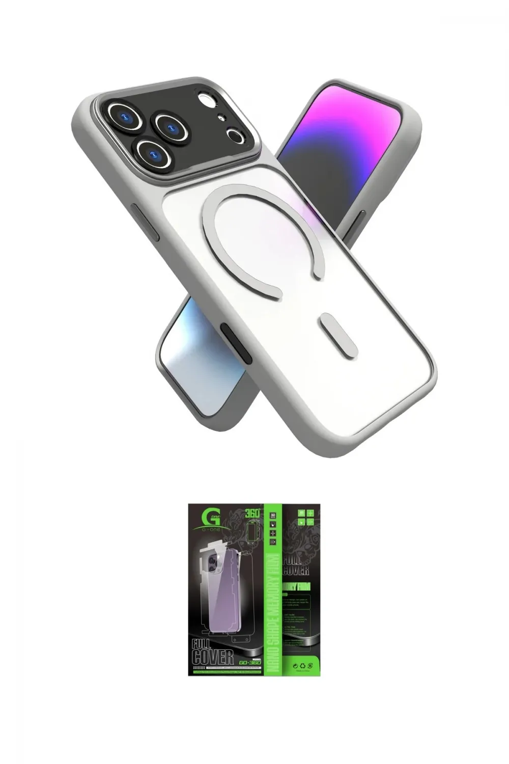 ieg™ iPhone 17 Pro Kılıf Nova Yansıma Serisi - Siyah 360 Mat Full Body Arka Koruyucu