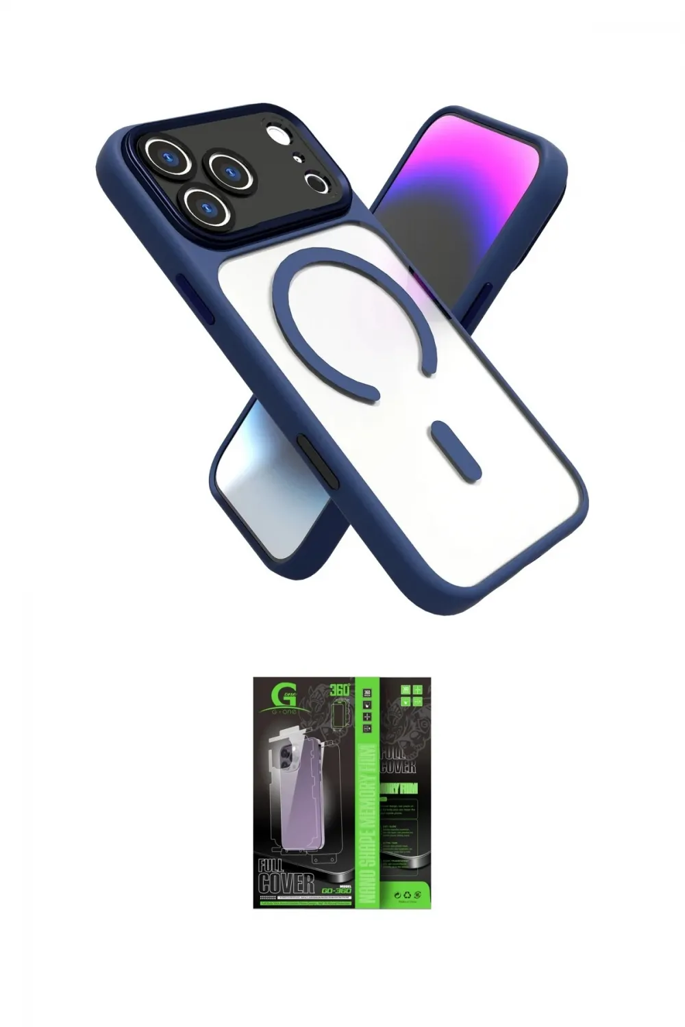 ieg™ iPhone 17 Pro Kılıf Nova Yansıma Serisi - Siyah 360 Mat Full Body Arka Koruyucu