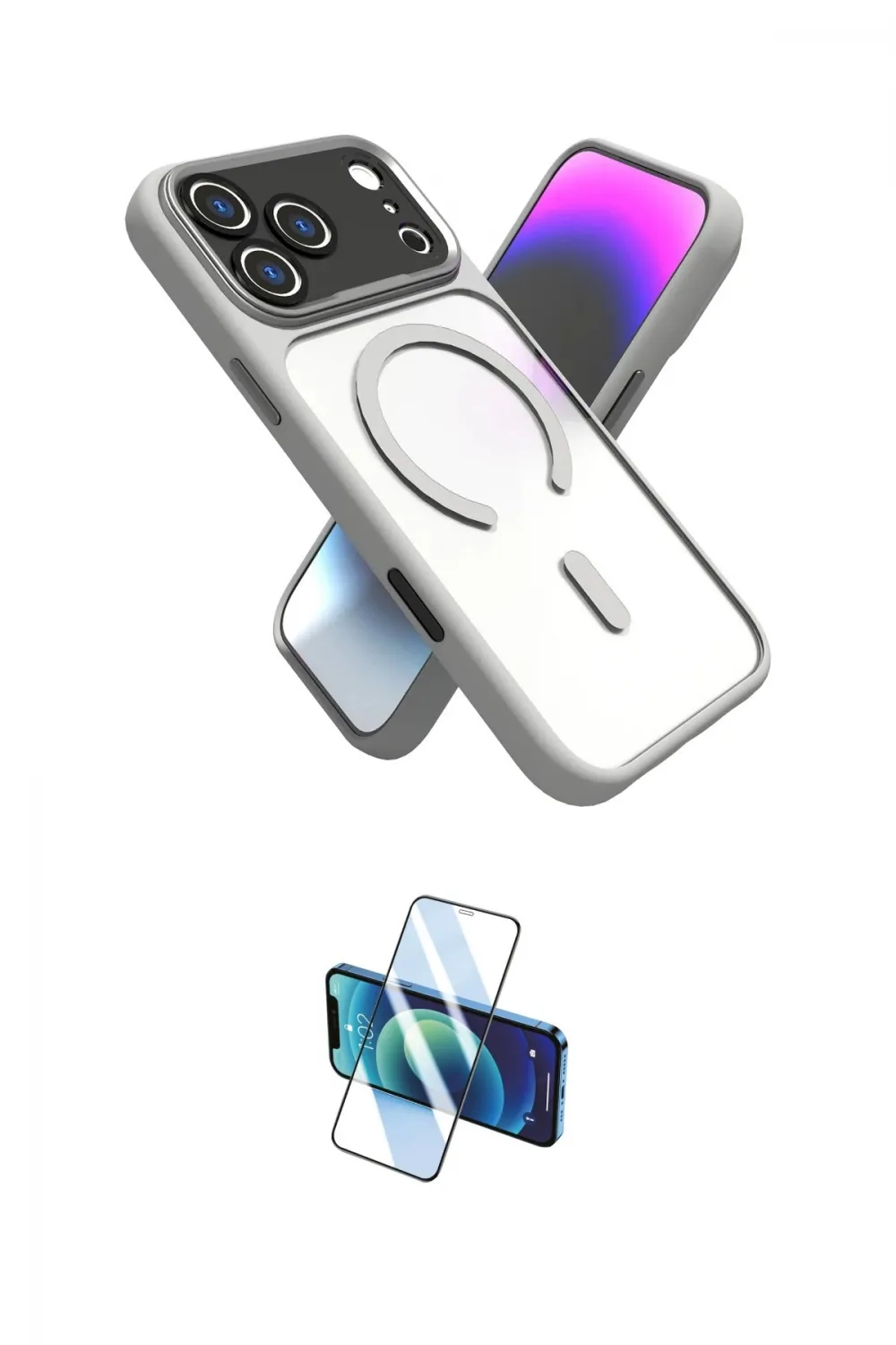ieg™ iPhone 17 Pro Kılıf Nova Yansıma Serisi - Siyah 3D Antistatik Seramik Nano Ekran Koruyucu