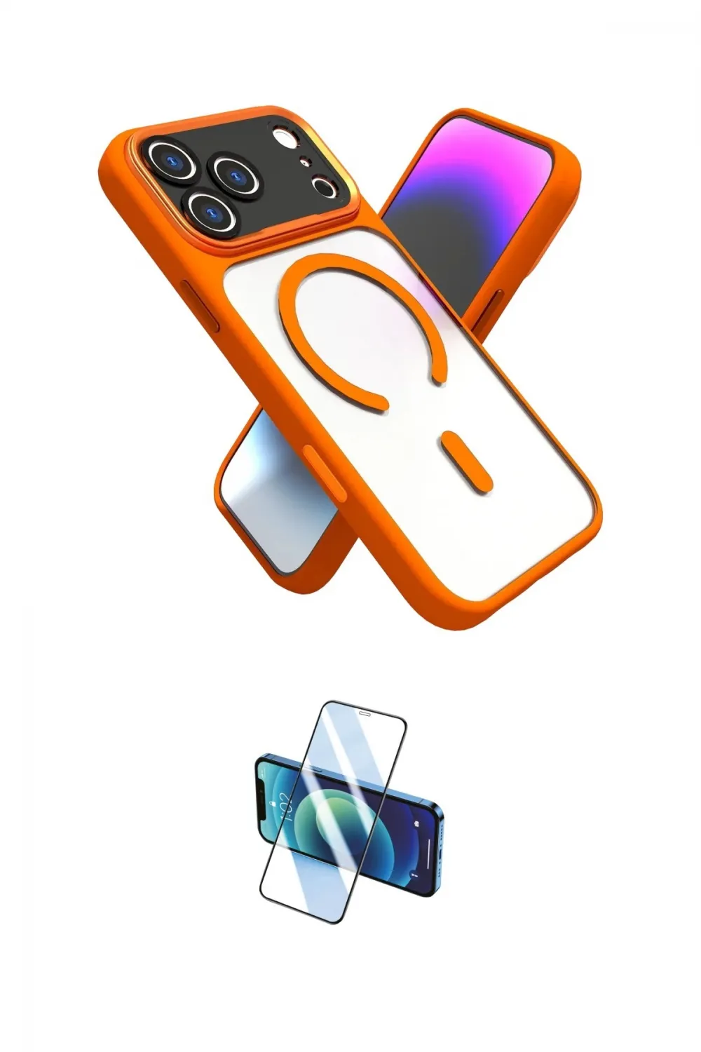 ieg™ iPhone 17 Pro Kılıf Nova Yansıma Serisi - Siyah 3D Antistatik Seramik Nano Ekran Koruyucu