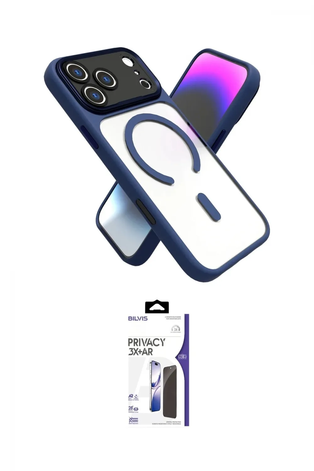 ieg™ iPhone 17 Pro Kılıf Nova Yansıma Serisi - Siyah Bilvis 3X AR Hayalet Cam Ekran Koruyucu